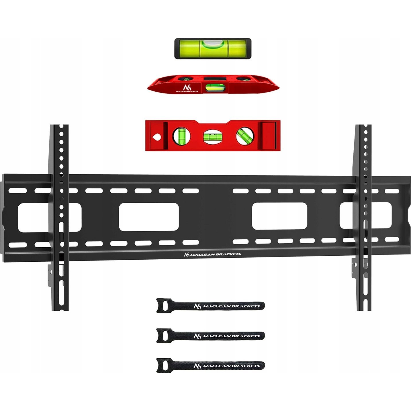 Maclean TV MC-420 Wall Mount Bracket 43"-120" VESA 800x400 120kg Universal Adjustable Spirit Level Accessories Flat Heavy Duty (MC-420)