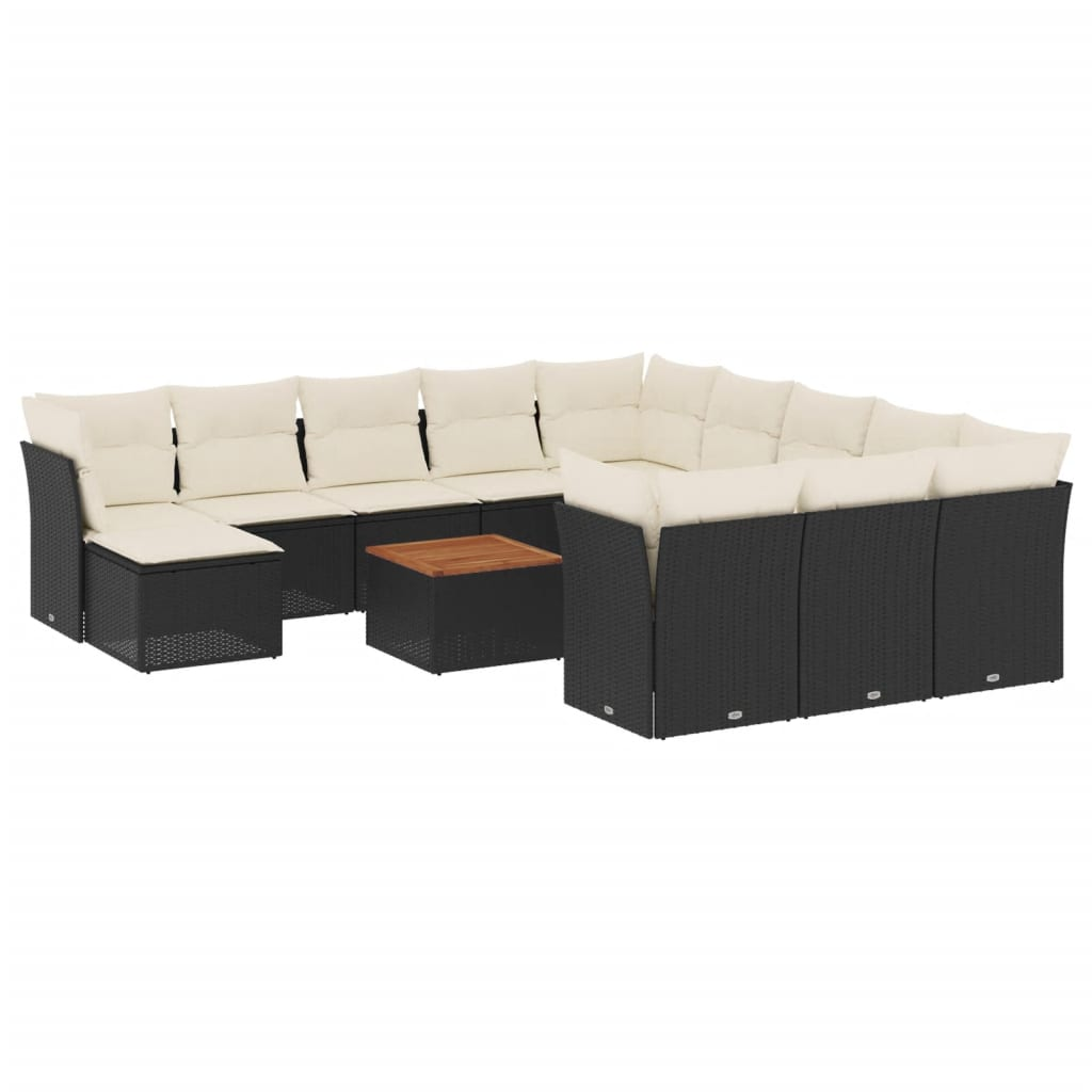 13 részes fekete polyrattan kerti ülőgarnitúra párnákkal (3256315)