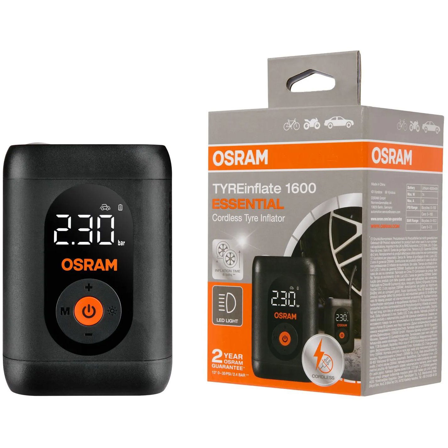 OSRAM digitális kompresszor TYREinflate 1600 ESSENTIAL (OTIR1600ESN)