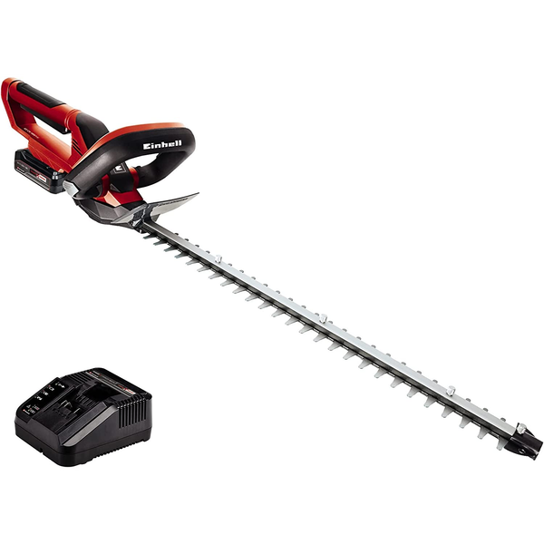 Акумулаторен тример/ножица за жив плет Einhell GE-CH 1855/1 Li Kit, 18 V, Дължина на острието 62 см, Дължина на рязане 55 см, С включени литиево-йонна батерия 18 V 2,5 Ah + зарядно устройство