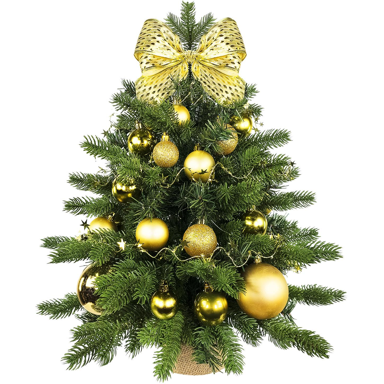 LAALU karácsonyfa LED fényekkel díszítve - Aranykarácsony II, 34 dísz, 60 cm (LAU-2403-OZM-60B)