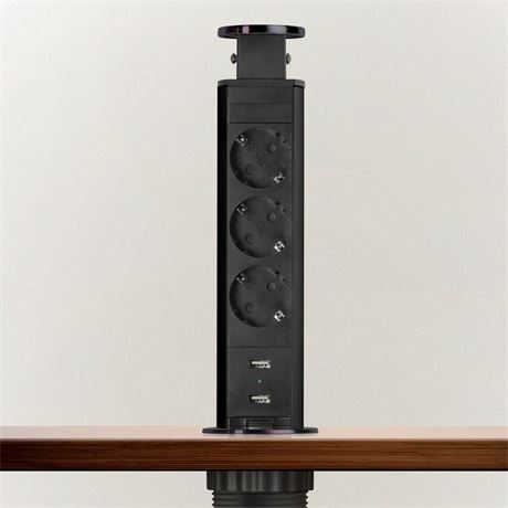 Delight rejtett hálózati elosztó 3 aljzat + 2 USB csatlakozó (20430BBU) (20430BBU)