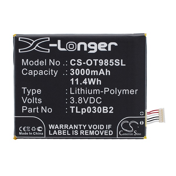 Cameron Sino Li-Polymer akku (3.8V/3000mAh, Vodafone TLp030B2 kompatibilis) FEKETE Alcatel Pixi 3 3.5 (OT-4009) / Pop C2 (OT-4032X) / Pop D1 (OT-4018D) (CS-OT985SL)