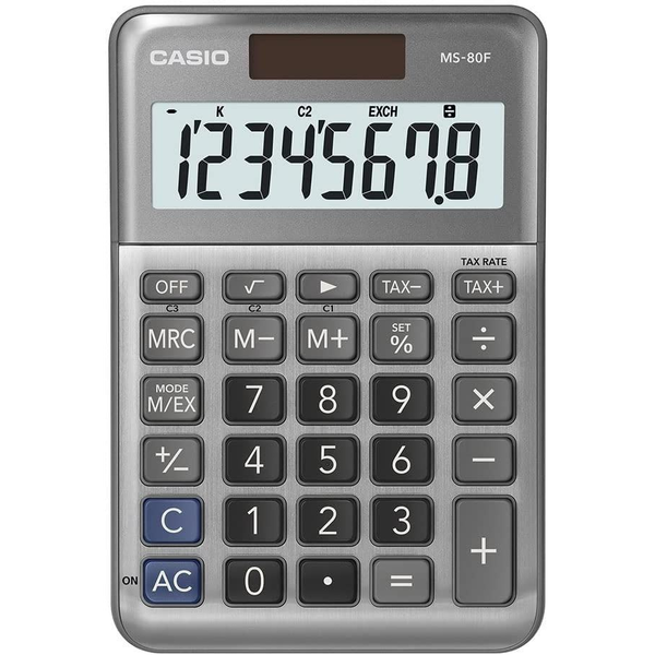 Калкулатор, настолен, 8 цифри, CASIO "MS-80 F", сив
