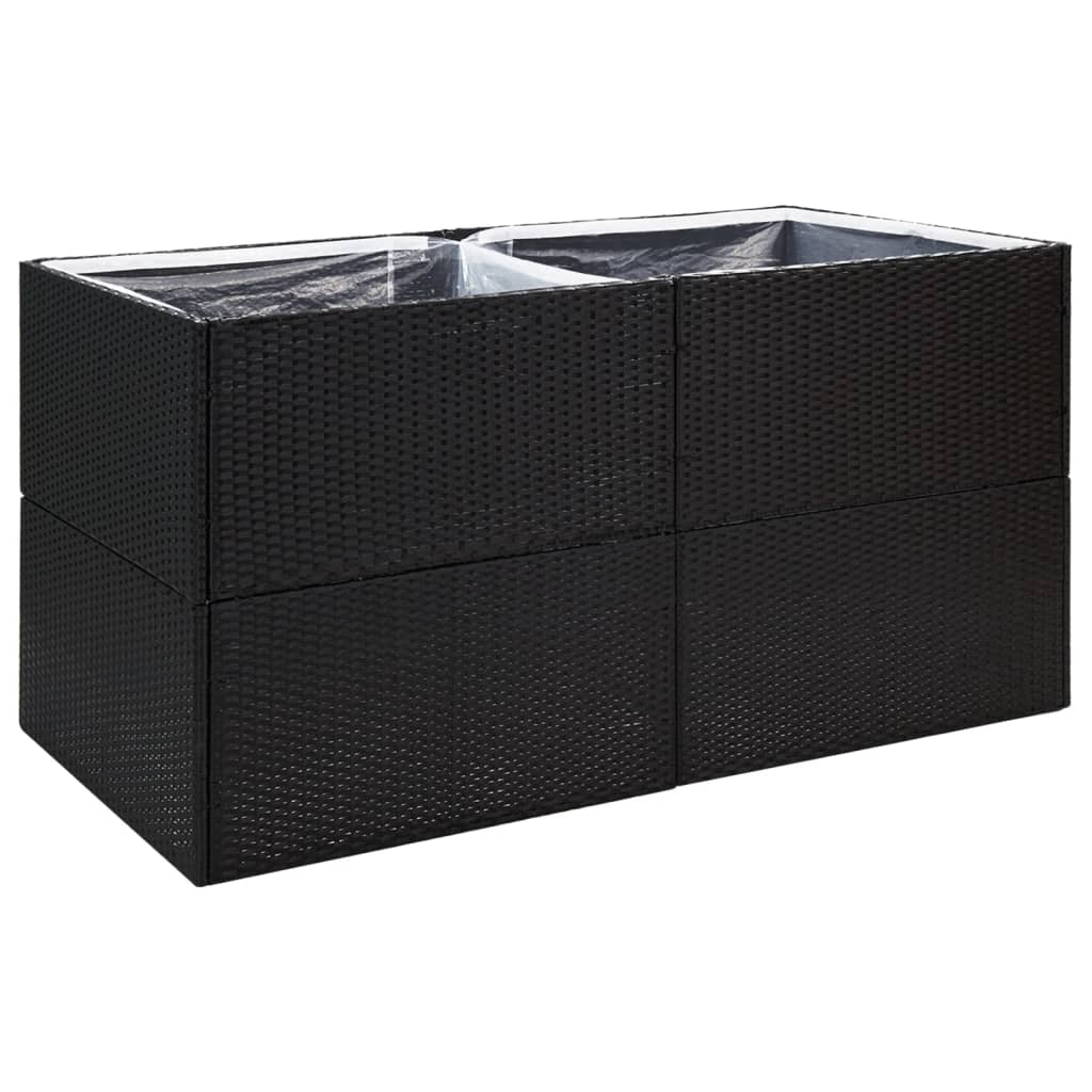 fekete polyrattan kerti ültetőláda 157x80x80 cm (319174)