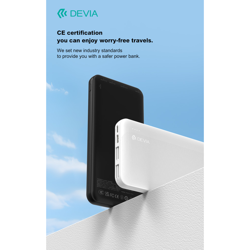 Devia Kintone Series Lite 5 - 2xUSB + Type-C + microUSB - powerbank - 10.000 mAh - fekete (ST125636)