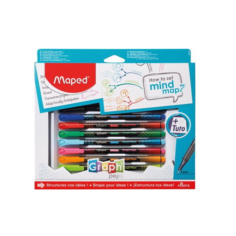 Maped Graph'Peps - How to Mind Map Box Tűfilc készlet - Vegyes színek (8 db / csomag) (897553)