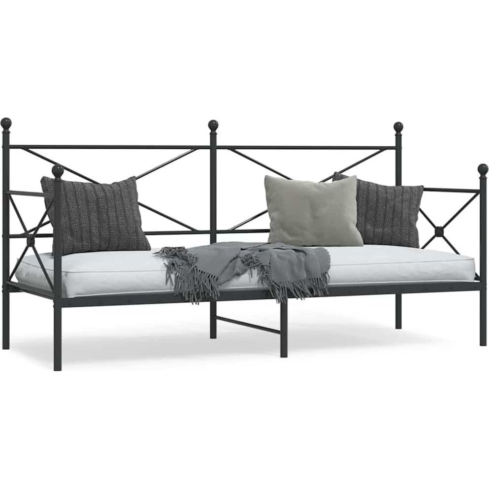 fekete acél kanapéágy matrac nélkül 75 x 190 cm (4104665)