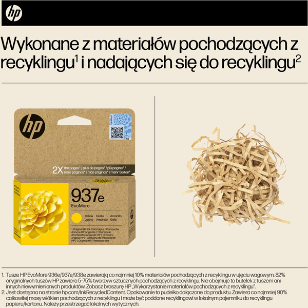 HP 937e EvoMore Yellow Original Ink Cartridge blækpatron 1 stk Højt (XL) udbytte