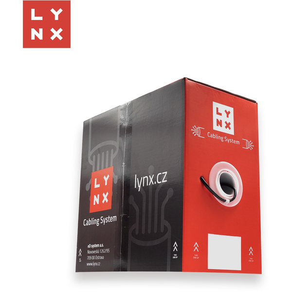 LYNX UTP kabel Cat5e, PE (Fca), celoměděný, venkovní, černý, box 305m