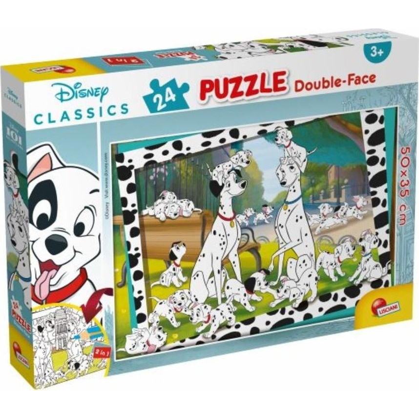Disney 101 kiskutya 2 az 1-ben 24db-os puzzle és színező 50x35cm - Lisciani (452636)