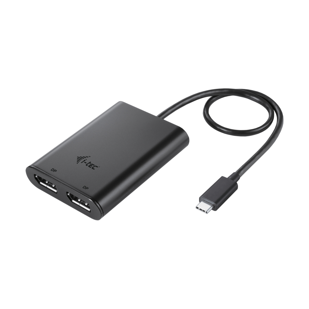 i-tec USB-C apa - 2xDisplayport 1.4 anya Átalakító Adapter - Fekete (C31DUAL4K60DP)
