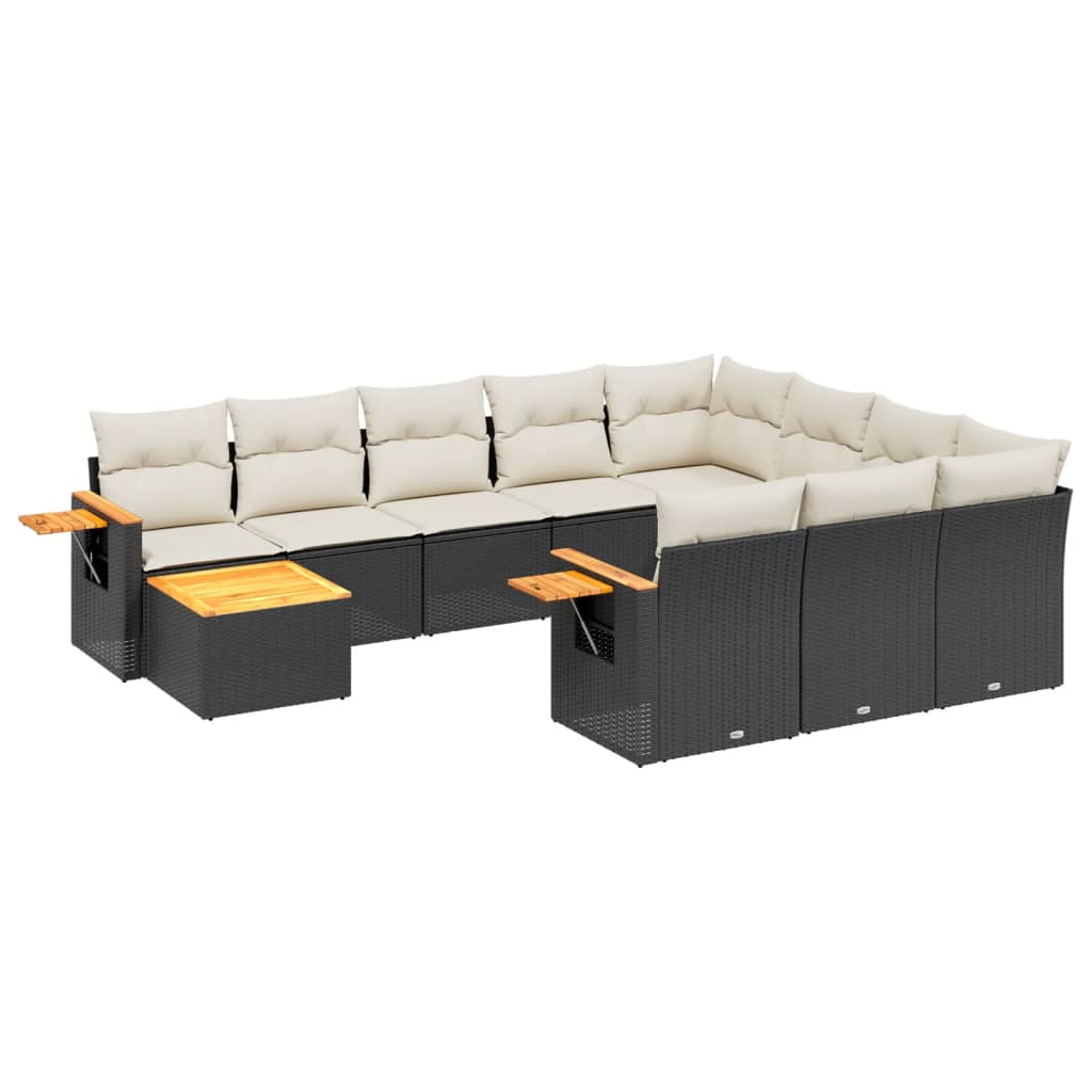 11 részes fekete polyrattan kerti ülőgarnitúra párnákkal (3227204)