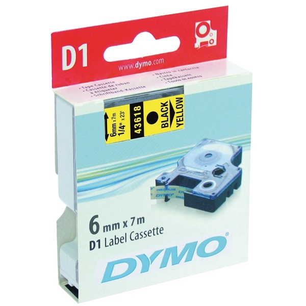 DYMO címke LM D1 alap 6mm fekete betű / sárga alap (43618)