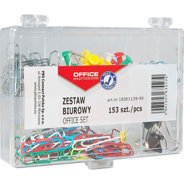 Office Products ZEST.BIUR. OFFICEPRODUCTS PLASTIKOWE PUDEŁKO (PINEZKI,KLIPY,SPINACZE) MIKS153SZT 18301139-99