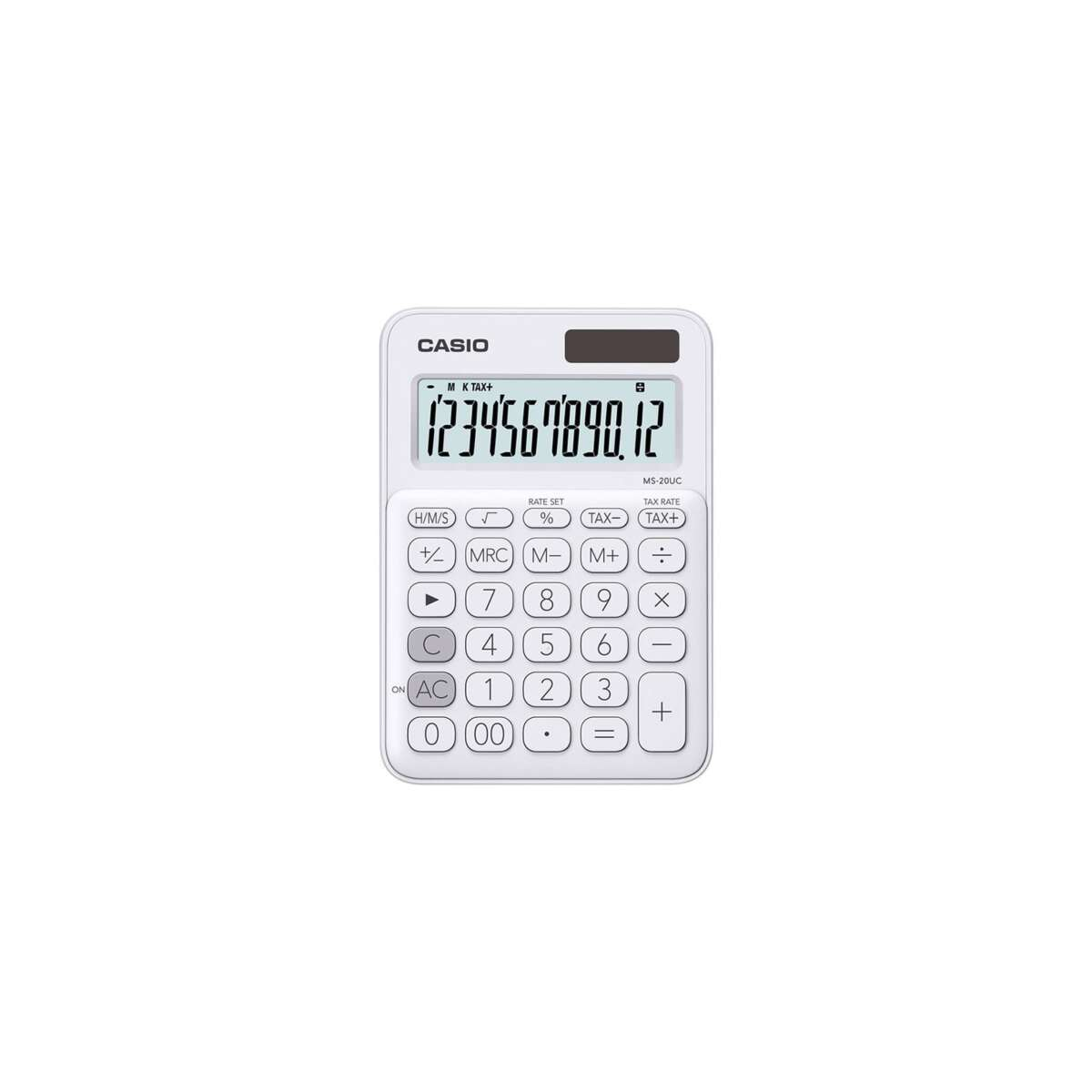 Casio MS 20 UC WE Elem / Napelem 12 digit Asztali Számológép - Fehér (MS 20 UC WE)