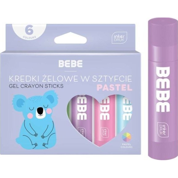  Interdruk Kredki żelowe w sztyfcie INTERDRUK BB Kids pastel