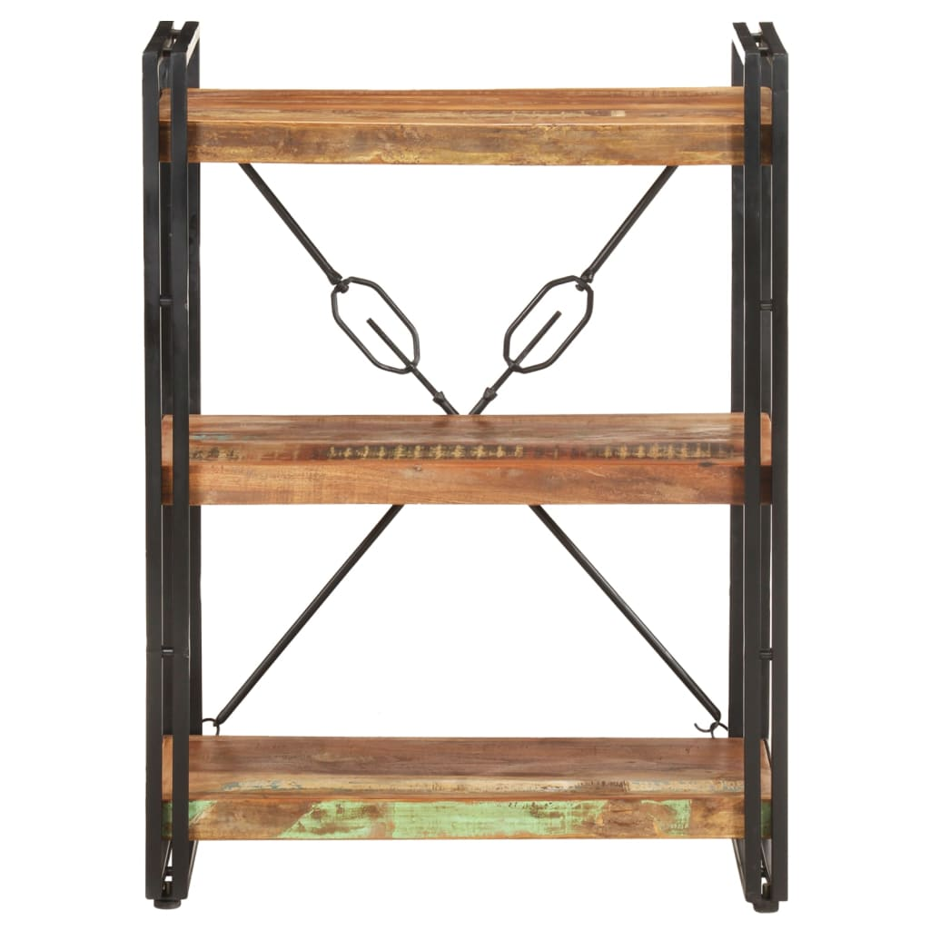 3 szintes tömör újrahasznosított fa könyvespolc 60 x 30 x 80 cm (320631)