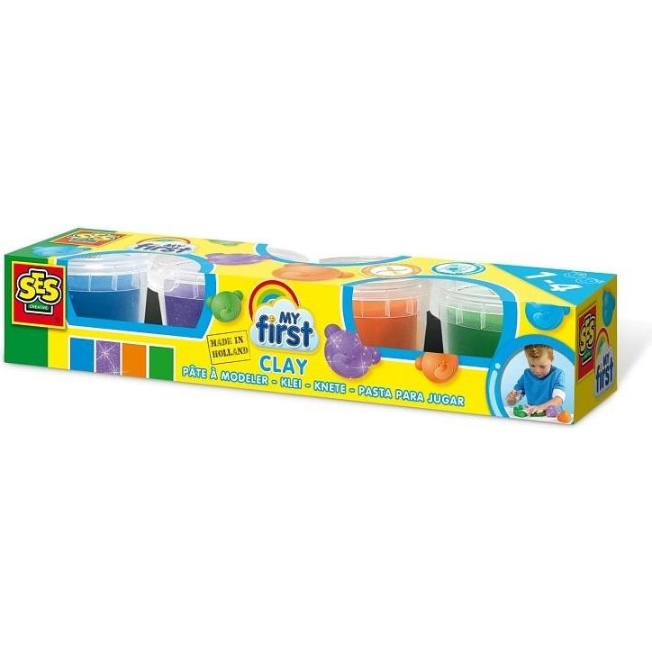 SES Creative My First 14431 modellező kellék Modellező agyag Türkizkék, Zöld, Narancssárga, Ibolya 4 db (305158)