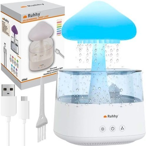 Párásító Ruhhy LED éjszakai fénnyel 0,45 l aromadiffúzor fehér
