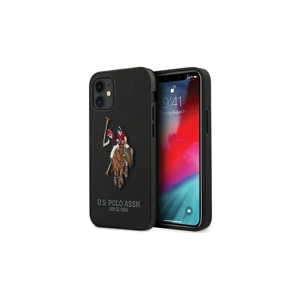 US Polo USHCP12SPUGFLBK iPhone 12 mini készülékhez tok 5,4" Polo Embroidery Collection fekete