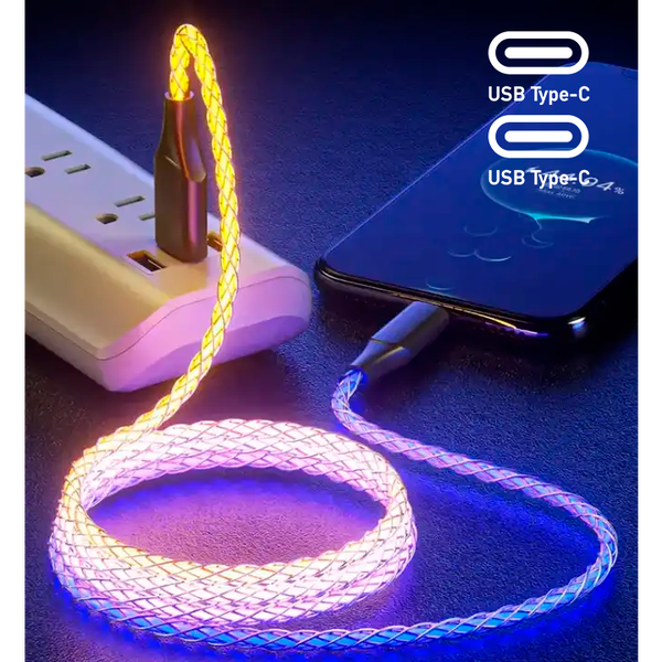 Fusion LED USB-C apa - USB-C apa 2.0 Adat és töltő kábel - Többszínű (1m)