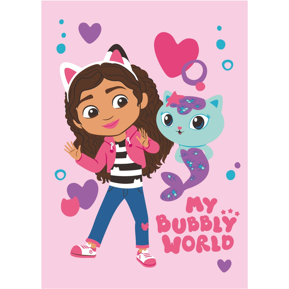 JERRY FABRICS Fleece gyerektakaró - Gabi babaháza Bubbly World, 100×150 cm (8592753040423)