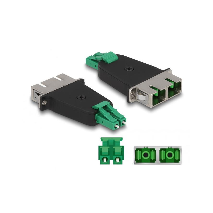 Delock Optikai szál hibrid párosító LC Duplex apa - SC Duplex anya zöld (87946) (87946)