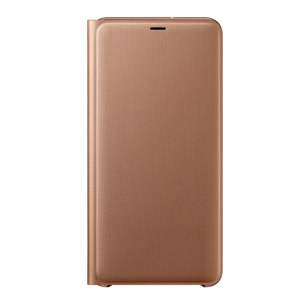 SAMSUNG tok álló (aktív FLIP, oldalra nyíló, bankkártya tartó, textil minta) ARANY [Samsung Galaxy A7 (2018) SM-A750F] (EF-WA750PFEG)