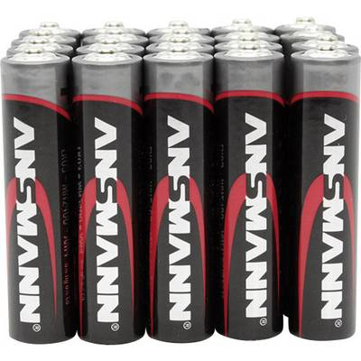 Mikroelem AAA, alkáli mangán, 1,5V, 20 db, Ansmann Red-Line LR03, AAA, LR3, AM4M8A, AM4, S (5015538)