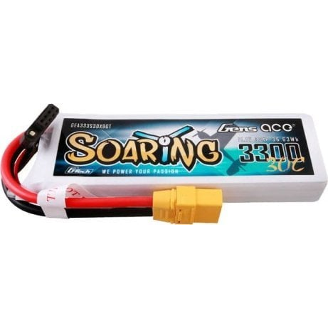 Gens ace G-Tech Soaring 3300mAh 11.1V 30C 3S1P Lipo Battery Pack with XT90 plug (GEA333S30X9GT)