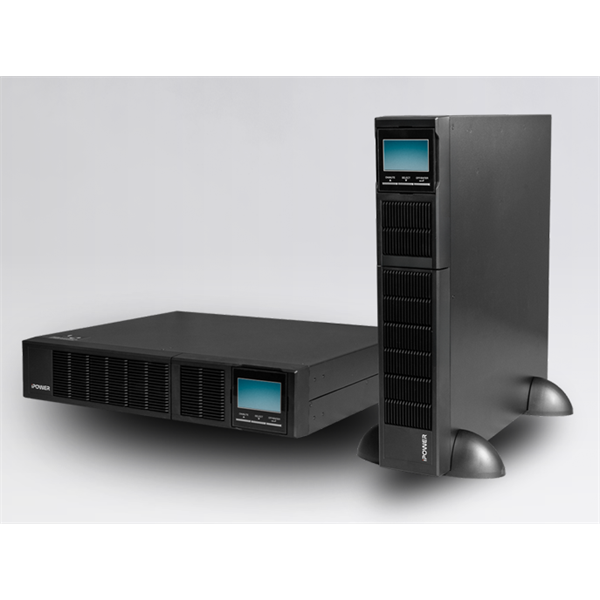 iPOWER UPS, 1000VA, 1000W, 8x IEC C13, SNMP/USB/RS-232, szünetmentes tápegység, LCD kijelző, AVR, online, Rack/Tower (UPS1000-I-RT1KVA-2B)