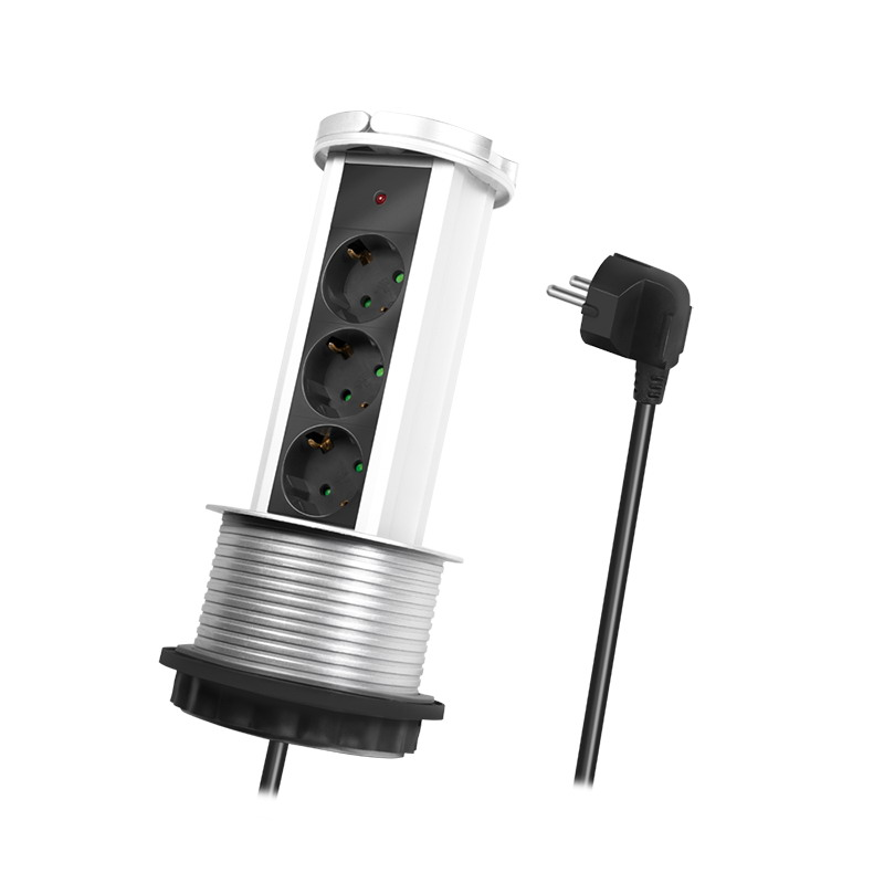 Logilink Elosztó 3-as, felugró, 3x CEE 7/3, ezüst/fekete (LPS235A) (LPS235A)