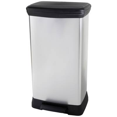 CURVER Deco bin metalics  Szemeteskuka 46 l (Sz x Ma x Mé) 407 x 749 x 307 mm Ezüst, Fekete 1 db (254620)