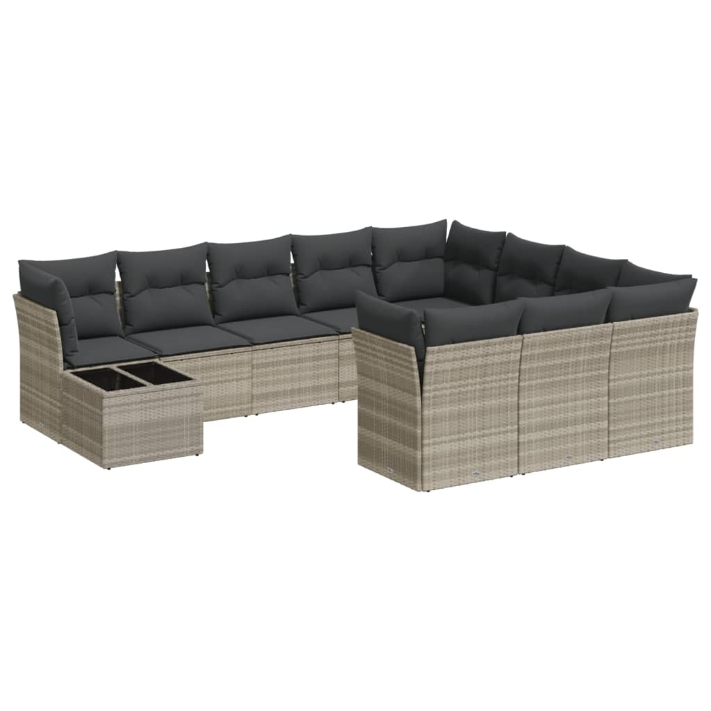 11 részes világosszürke polyrattan kerti ülőgarnitúra párnákkal (3250101)