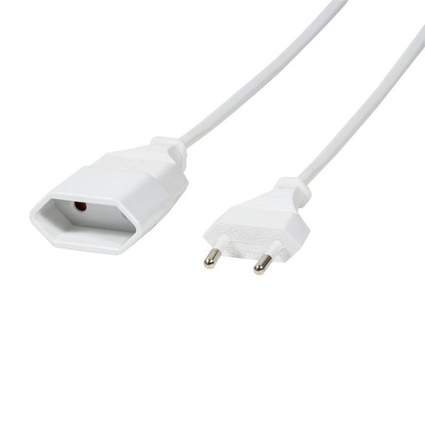LogiLink Netzkabel Euro CEE 7/16 Stecker zu Dose, 3m, weiß