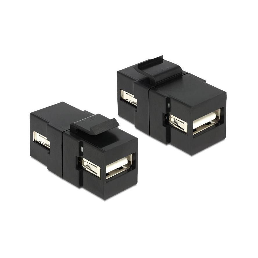 Delock Keystone modul USB 2.0 A foglalat > USB 2.0 A foglalat, fekete (86367) (86367)