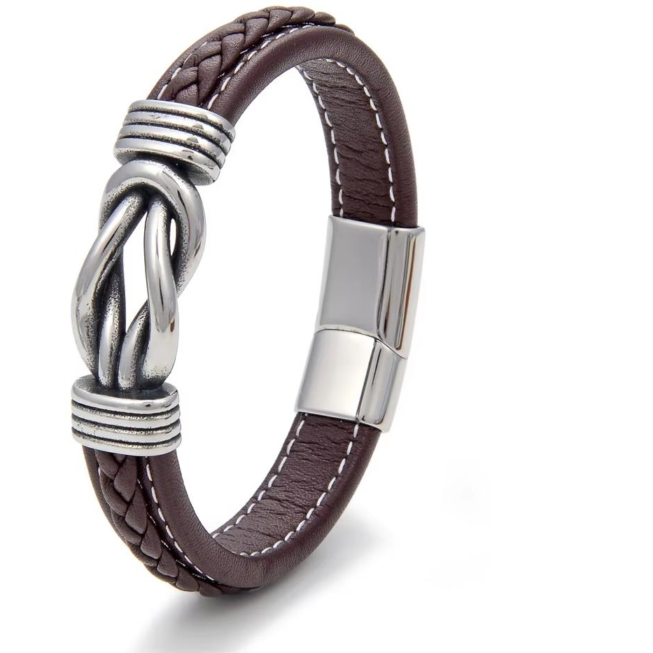 Predator Q1 PD0775-22 bőr karkötő 22 cm, barna (20500)