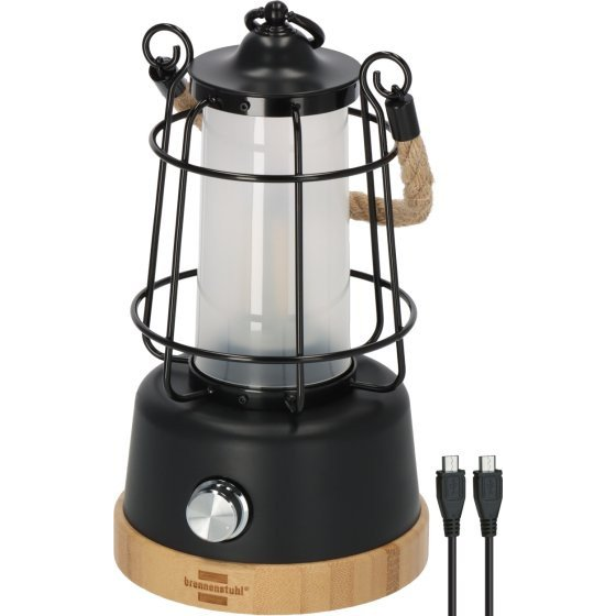 Brennenstuhl 1171800010 Kemping lámpás, Kemping lámpa 350 lm Akkuról üzemeltetett 570 g Fekete, Fa