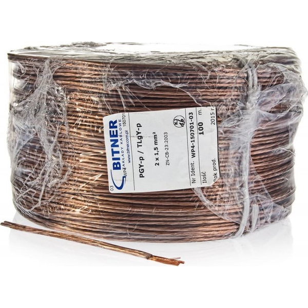 Cable De Altavoz Bitner Bitsound Pgy-p (tlgy) 2x1mm2 Rollo 100m.
