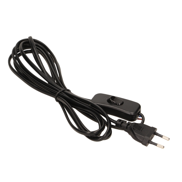 Commel 0113 H03VV H2-F 2,5A 250V 2X0,75mm2 2m fekete vezeték zsinórközi kapcsolóval (0113)