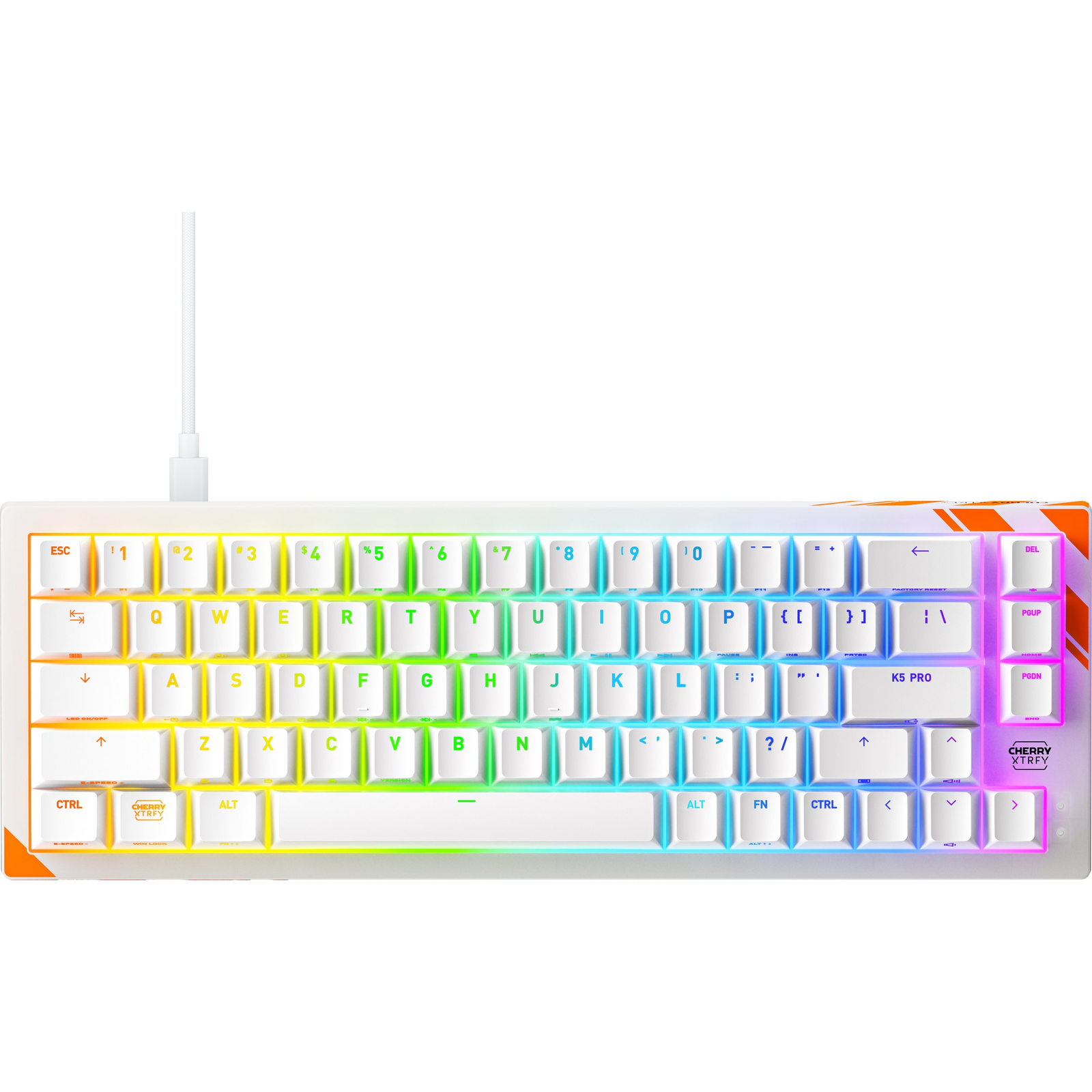Клавиатура Cherry K5 PRO TMR COMPACT — G8E-24200LACAUS-0, американска подредба, оранжево-бяла