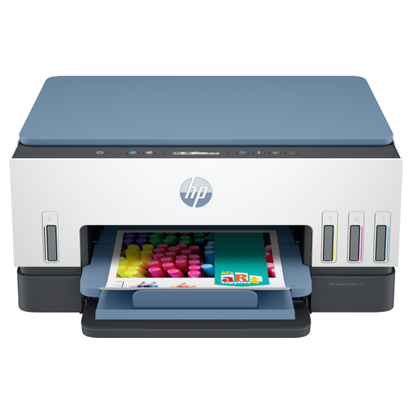 HP Tintasugaras MFP NY/M/S Smart Tank 675 tintatartályos multifunkciós nyomtató, USB/Wlan A4 12lap/perc(ISO), kék (28C12A#670)