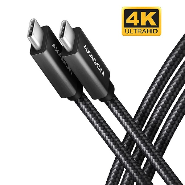 Axagon BUCM32-CM05AB 0,5m Type-C PD 100W 4K HD fekete adat- és töltőkábel (BUCM32-CM05AB)