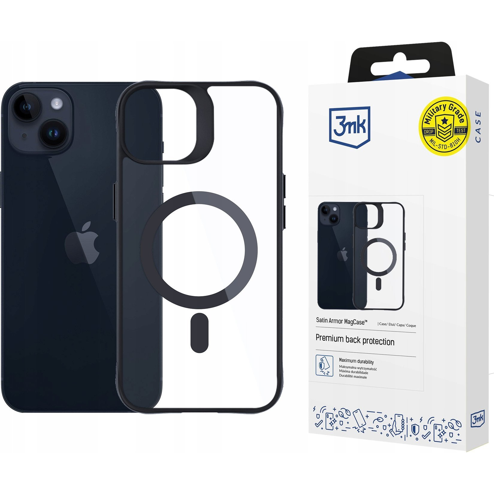 3mk Satin Armor MagCase átlátszó, TPU és PC anyagú telefontok Apple iPhone 14 Plus (5903108563789)