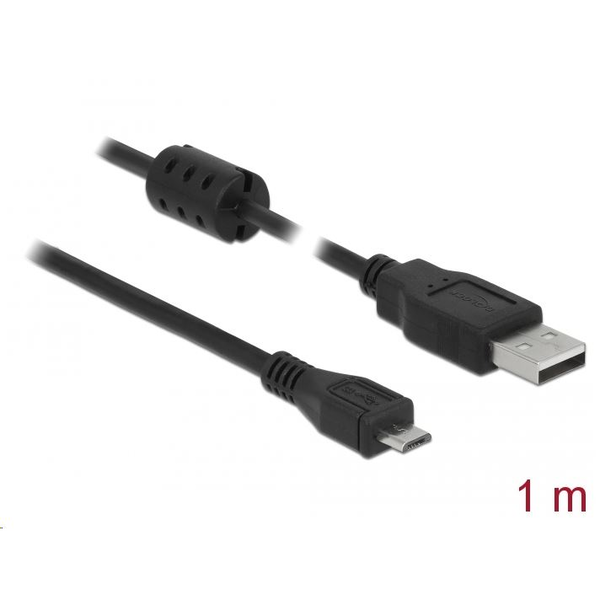 Delock USB 2.0-s kábel A-típusú csatlakozó > USB 2.0 Micro-B csatlakozó 1m fekete (84901)