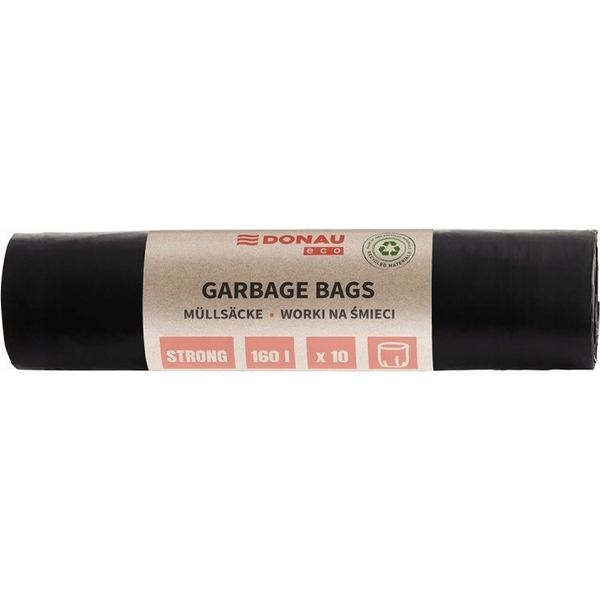 Szemeteszsák, extra erős, 160 l, 10 db, 70 µ, DONAU "Eco", fekete