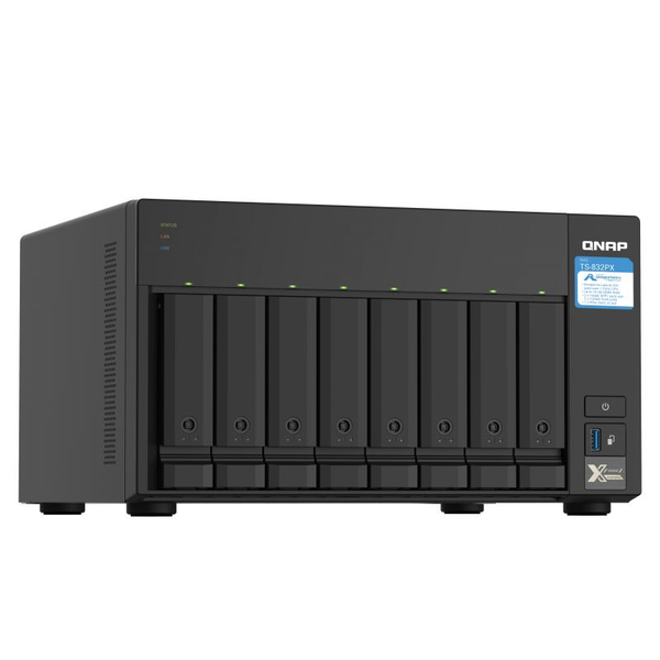 QNAP TS-832PX NAS Tower Připojení na síť Ethernet Hliník, Černá AL324