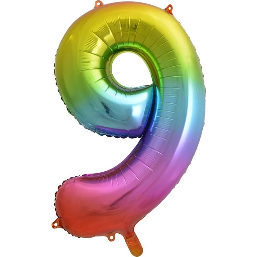 Szivárvány 9-es Szám Fólia Lufi - 85 cm (GODA2048)