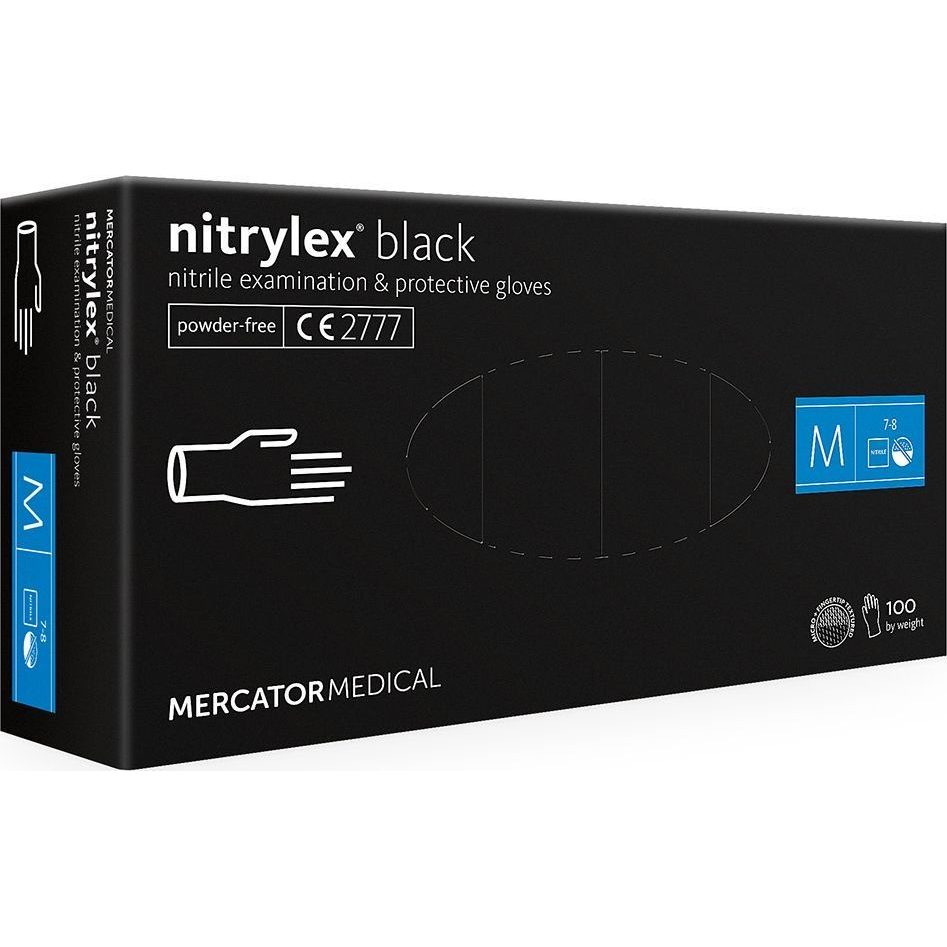 Nitrylex® black púdermentes nitril vizsgálókesztyű, M méret (RD30104003)
